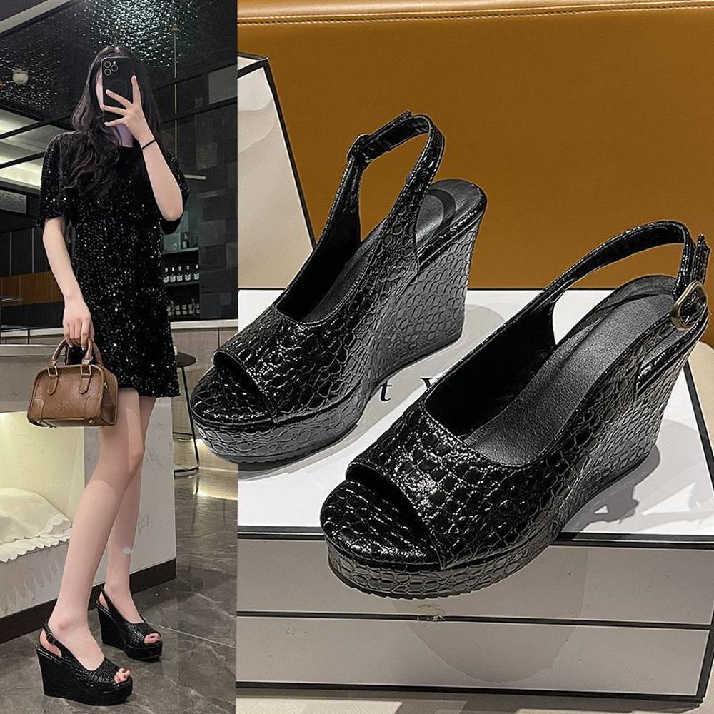 Fashion FHC New 10CM Wedges High Heels Women Platform Pumps.Fashion Gladiator Shoes,Back Hollow Out,Peep Toe,Black,SIlver,Brown,Dropship