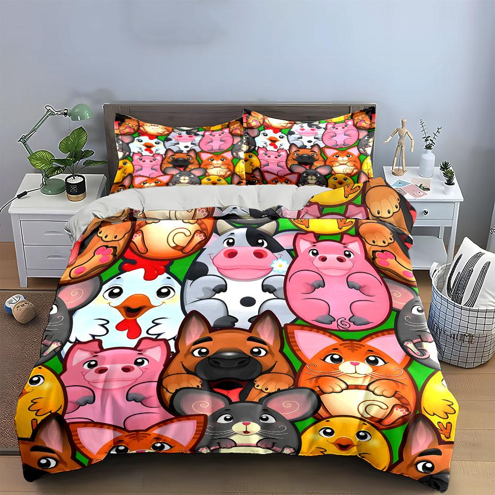 Animal-Themed Decorative Three-Piece Set  Kid'S And Adults' Bedroom Decor, Exquisite Three-Piece Bedding Set Gift