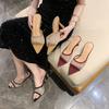 Fashion Summer Woman Thin Heel Rhinestone High Heel Slippers Fashion Open-toed Pointed End Slip-on Sexy Party High Heels Stiletto Sandal