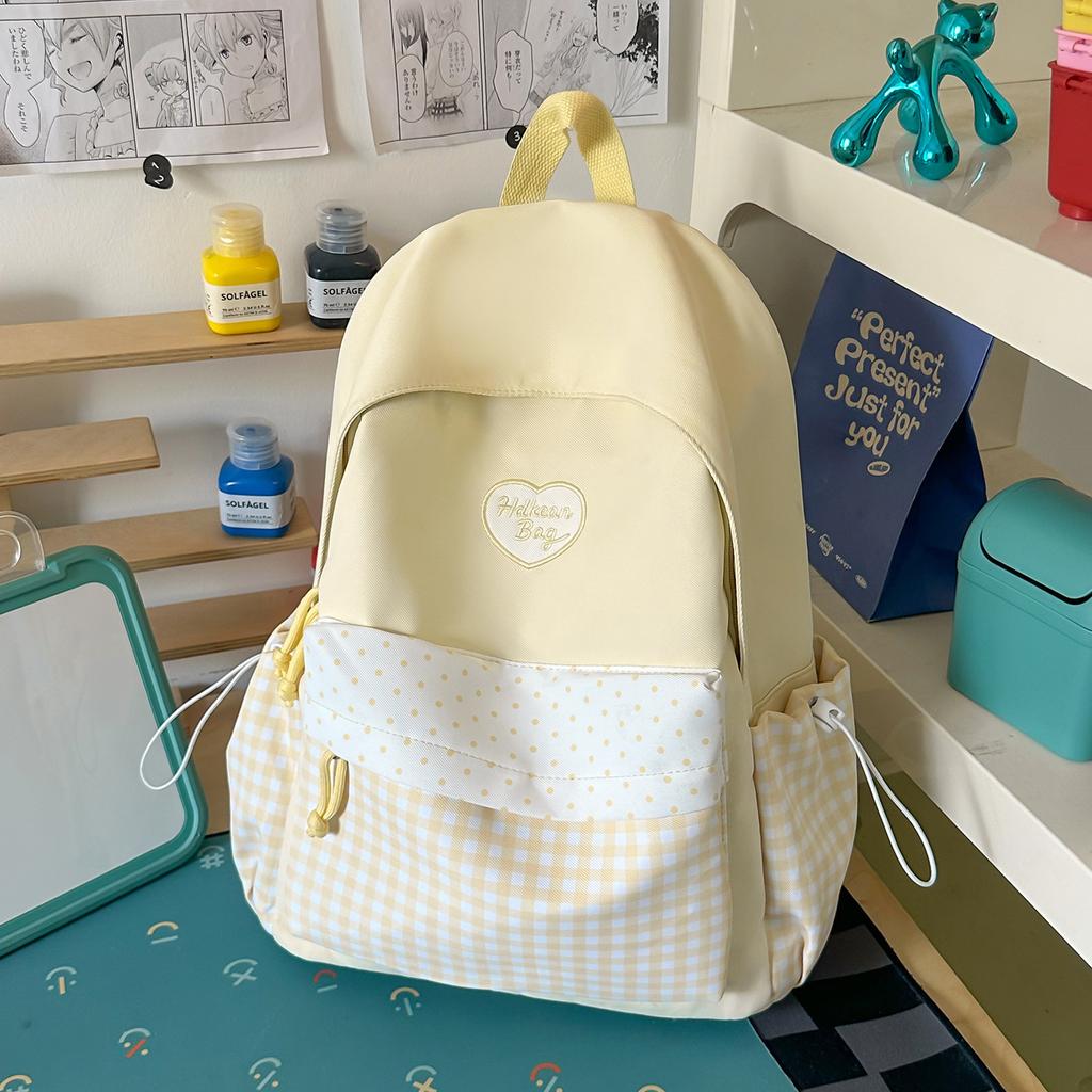 Schoolbag Clear Ice Blue Plaid Splicing Milk Fufu Student Party Schoolbag Day Korean Sweet Sister Holiday Girlfriends Travel Small Backpack