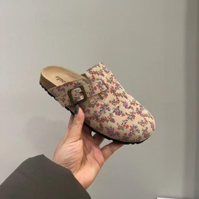 New thick-soled matte muller shoes floral bag head Birkenstocks wear half-tow Birkenstocks cool slippers