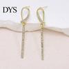 Minimalist Trendy Ear Drops 1 Pair Sparkly Women Earrings, Geometric Cubic Zirconia Dangle Comfortable Daily Wear Jewelry Gold Plated Rhinestone Drop