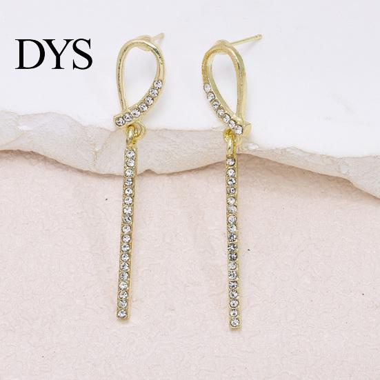 Minimalist Trendy Ear Drops 1 Pair Sparkly Women Earrings, Geometric Cubic Zirconia Dangle Comfortable Daily Wear Jewelry Gold Plated Rhinestone Drop