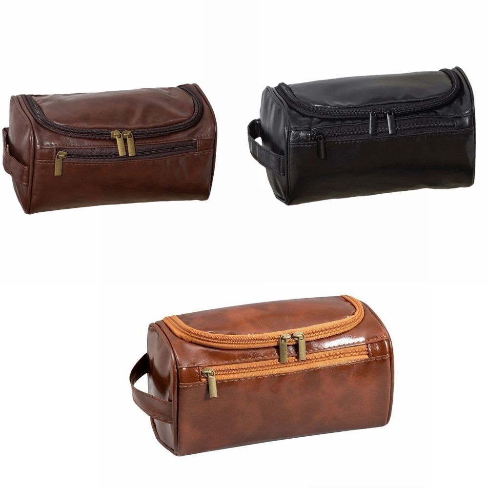Large Capacity Travel Wash Bag PU Leather Hanging Toiletry Bag Cosmetic Makeup Bag Outdoor