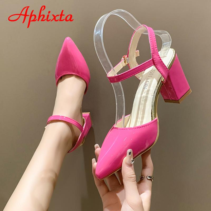 Aphixta Summer 7cm 12cm Super High Stiletto Heels Ankle Strap Sandals Women Hollow Pointed Toe Party Heels Shoes Plus Size 48