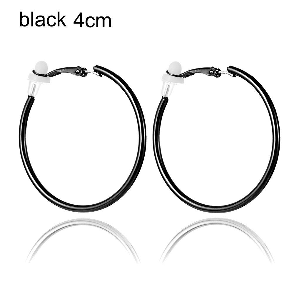 Pair Jewelry Gold Silver Black Women Fashion Big Circle Clip On Ear Without Piercing Earrings Hoops