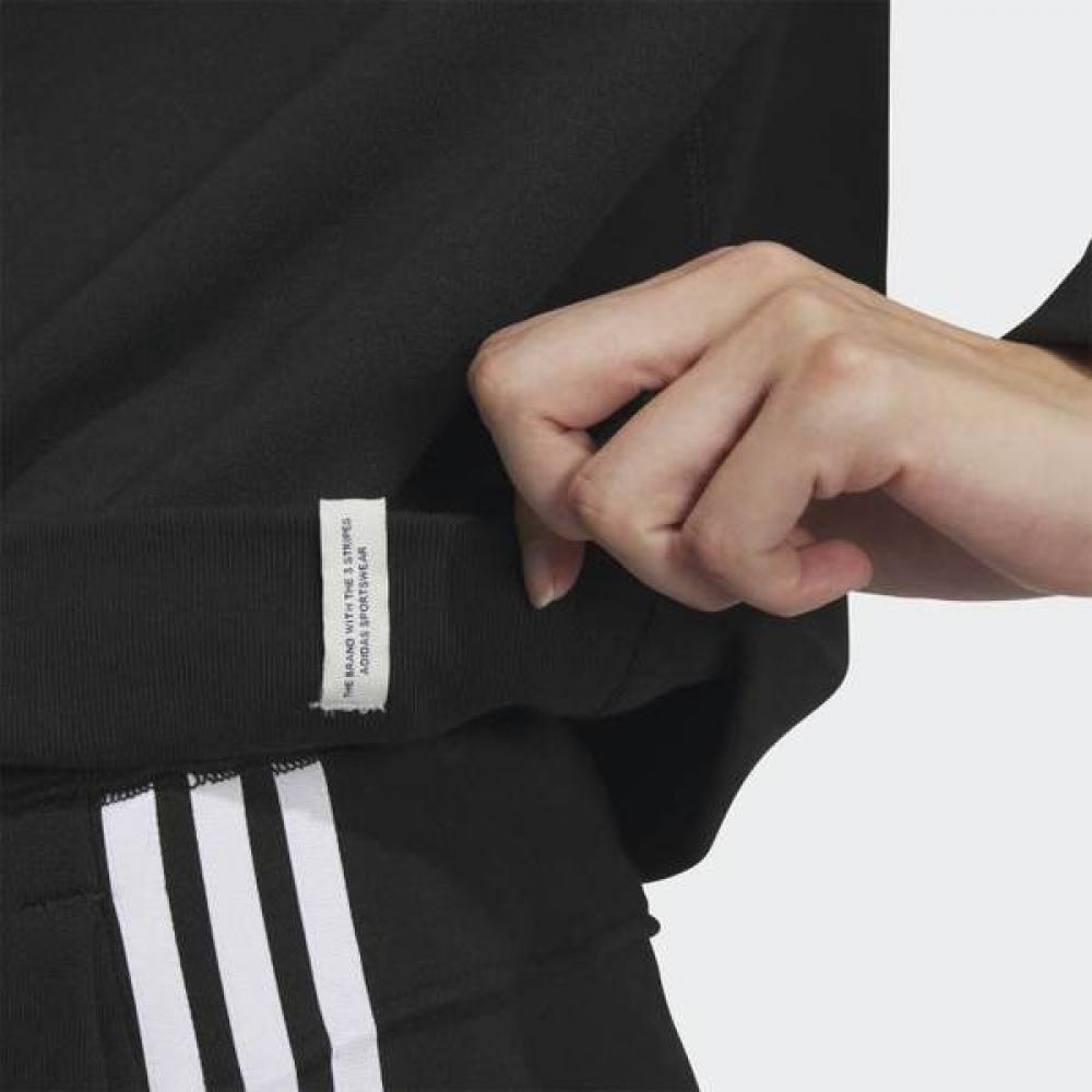 Adidas Women Essential Plus 30 Stripe French Terry Soft Cotton Crew