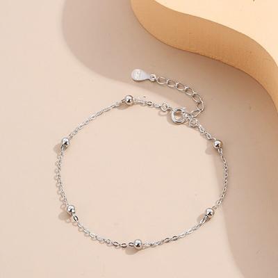 925 Sterling Silver Adjustable Chain Round Bead Charm Bracelet for Women Girls Party Wedding Trendy Accessories Sl215