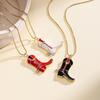 Nidin Hot Sale Hip-Hop Style Boots Shape Charms Pendant Necklace For Women Men Enamel Drip Oil Making Choker Copper Neck Jewelry