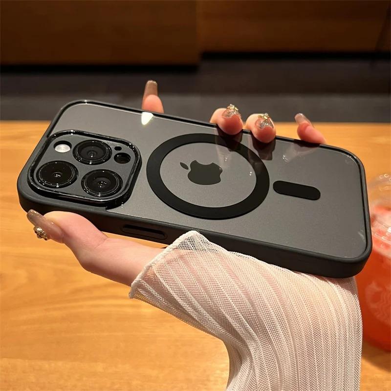 Luxury Magsafe Wireless Charge Phone Case For iPhone 11 12 13 14 15 Pro Max Plus Magnetic Bumper Transparent Cases Cover