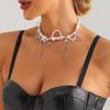Stylish Pearls Necklace with Star Charm Temperament Collarbone Chain Elegant Chain Star Neckchain Fashion Jewelry