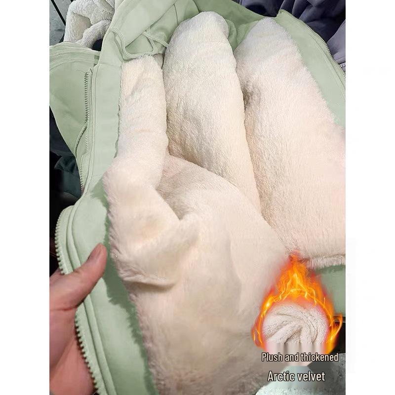 Women's Thick Velvet Padded Cotton Coat with Lamb Wool Lining - New 2024 Winter Style