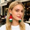 1 Pair Drop Earrings Sports-Themed Baseball Football Basketball Style Lightweight Soft Layered Tassels Red White Green Earrings Cheer Accessories