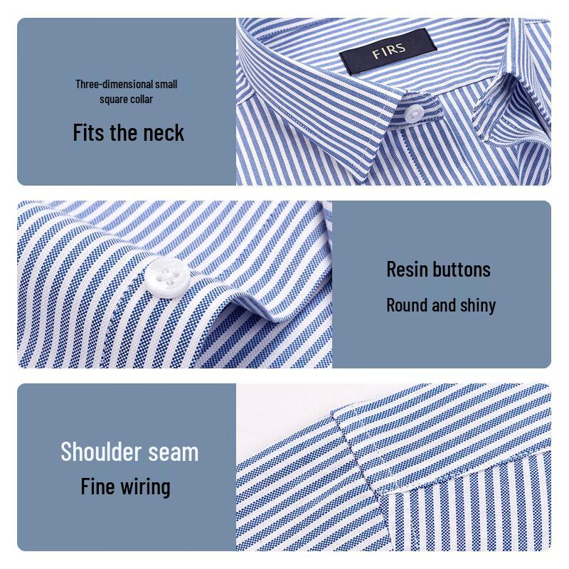 FIRS Men's Striped Pure Cotton Oxford Short-Sleeve Shirt
