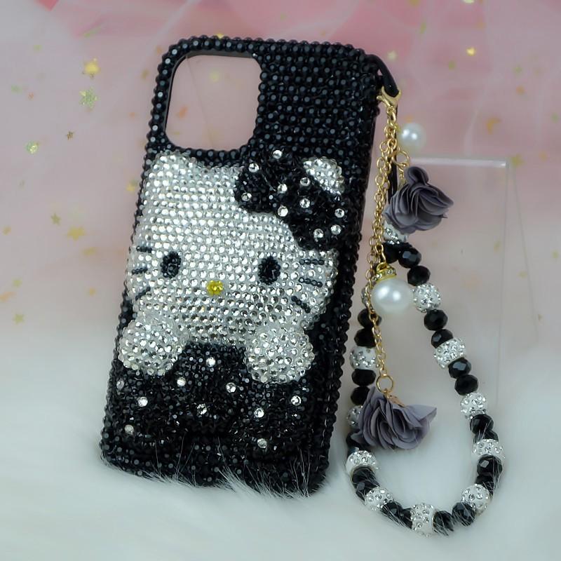 Phone Case IPhone 11 12 13 14 Pro Max 7 8 Plus Xs 6 XR Black Kitten Bling