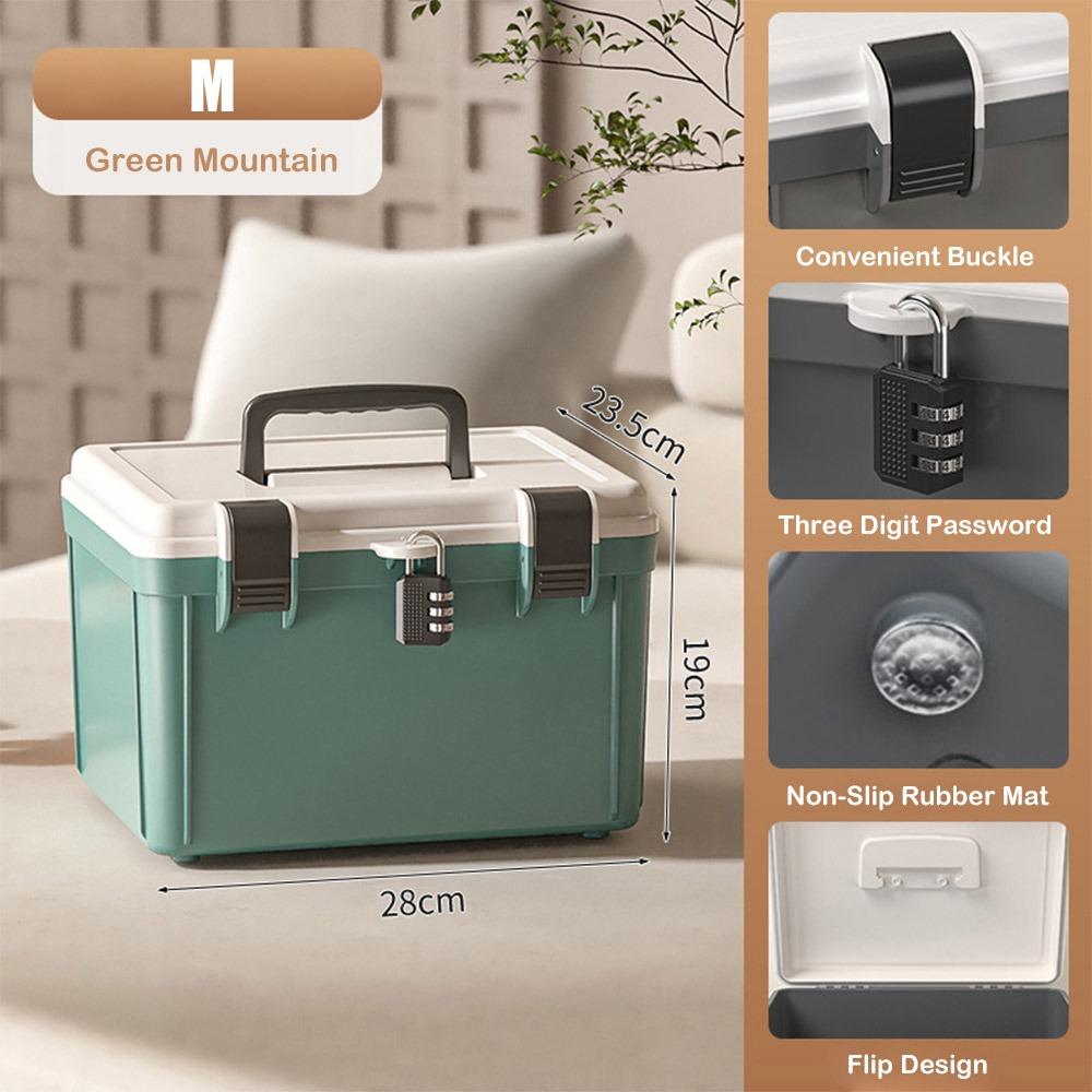 Portable Lockable Storage Container Bin Large Capacity With Combination Lock Lock Safe Box Stable Versatile Lock Box Home Office