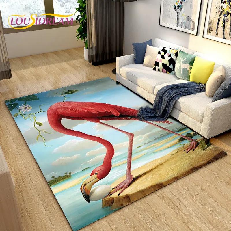 Tapete criativo nórdico 3D Flamingo Bird Area, tapete para sala de estar, quarto, sofá, cozinha, banheiro, capacho, tapete antiderrapante