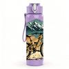 1PC Mountain Bicycle Nature Scene 750ml Color Plastic Sports Water Bottle Leakproof Flip Straw Lid Suitable for Sports Office Home Use