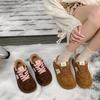 Winter  Vintage Warm Low Top Thick Sole Cotton Shoes for Women Color Blocked Versatile Plush Comfortable Chunky Sneakers