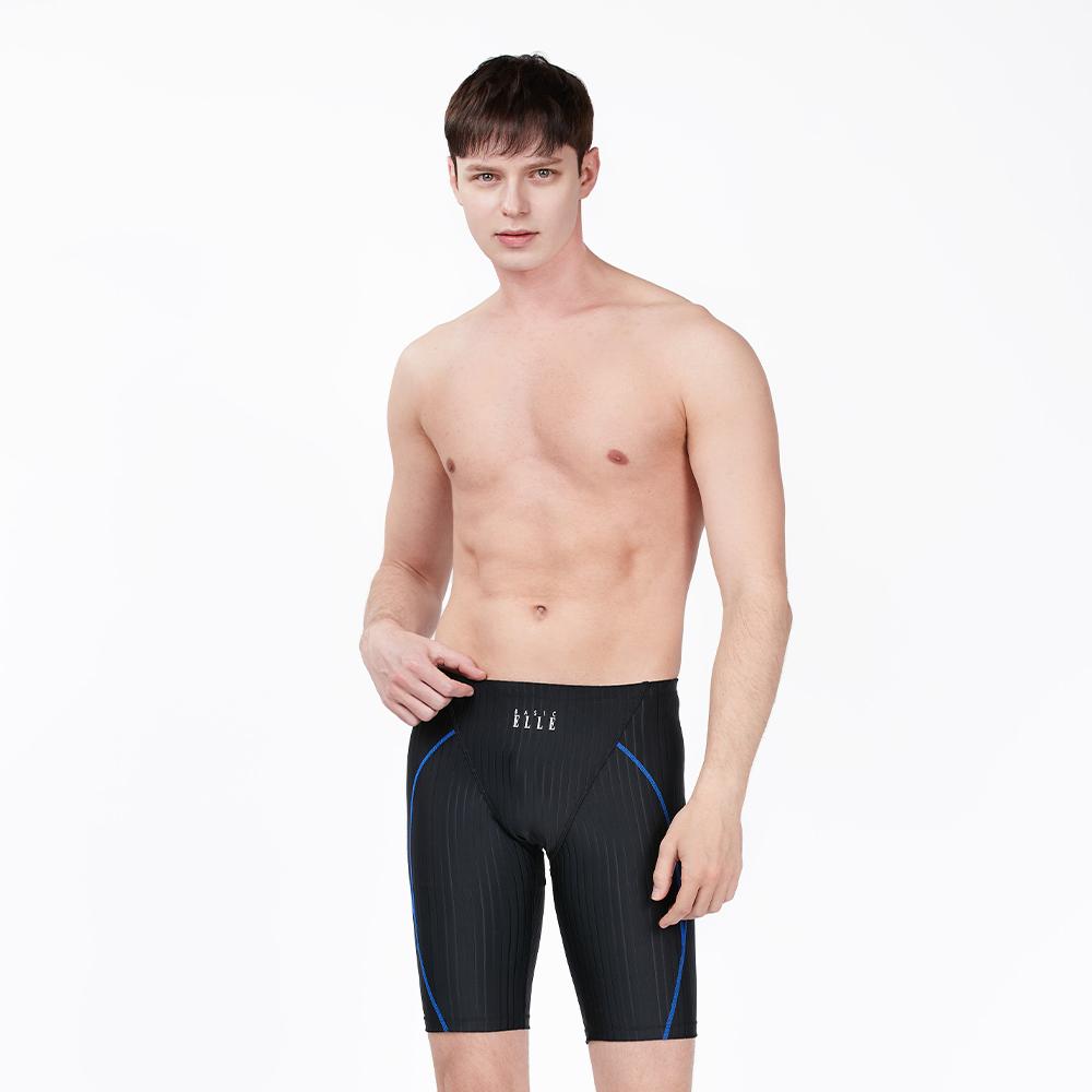 Beijigelleu Men'S Black Knee-Length Square-Cut Indoor Swimsuit Bez-T404K