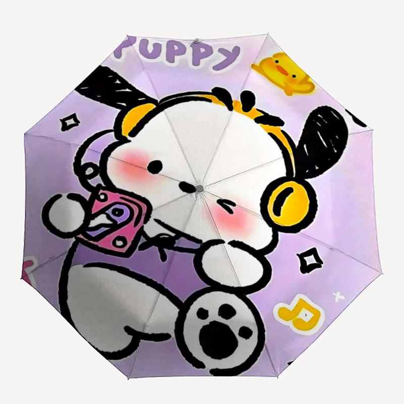 1pc Pochacco Puppy Umbrella - Automatic Opening & Closing with Foldable Design, Iron Frame for Outdoor Use, Perfect Gift for Fans and Travelers.N011