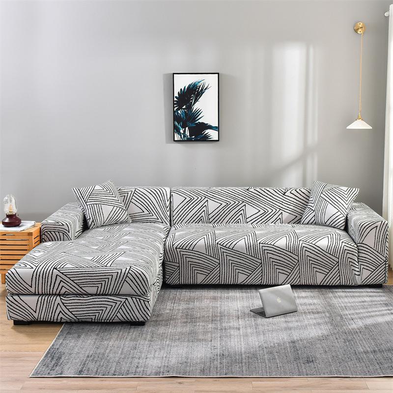 Elastic All Inclusive Anti Slip and Dust Proof Color Blocked Sofa Cover Four Seasons Style Imperial Concubine Sofa Cover Sofa Cover
