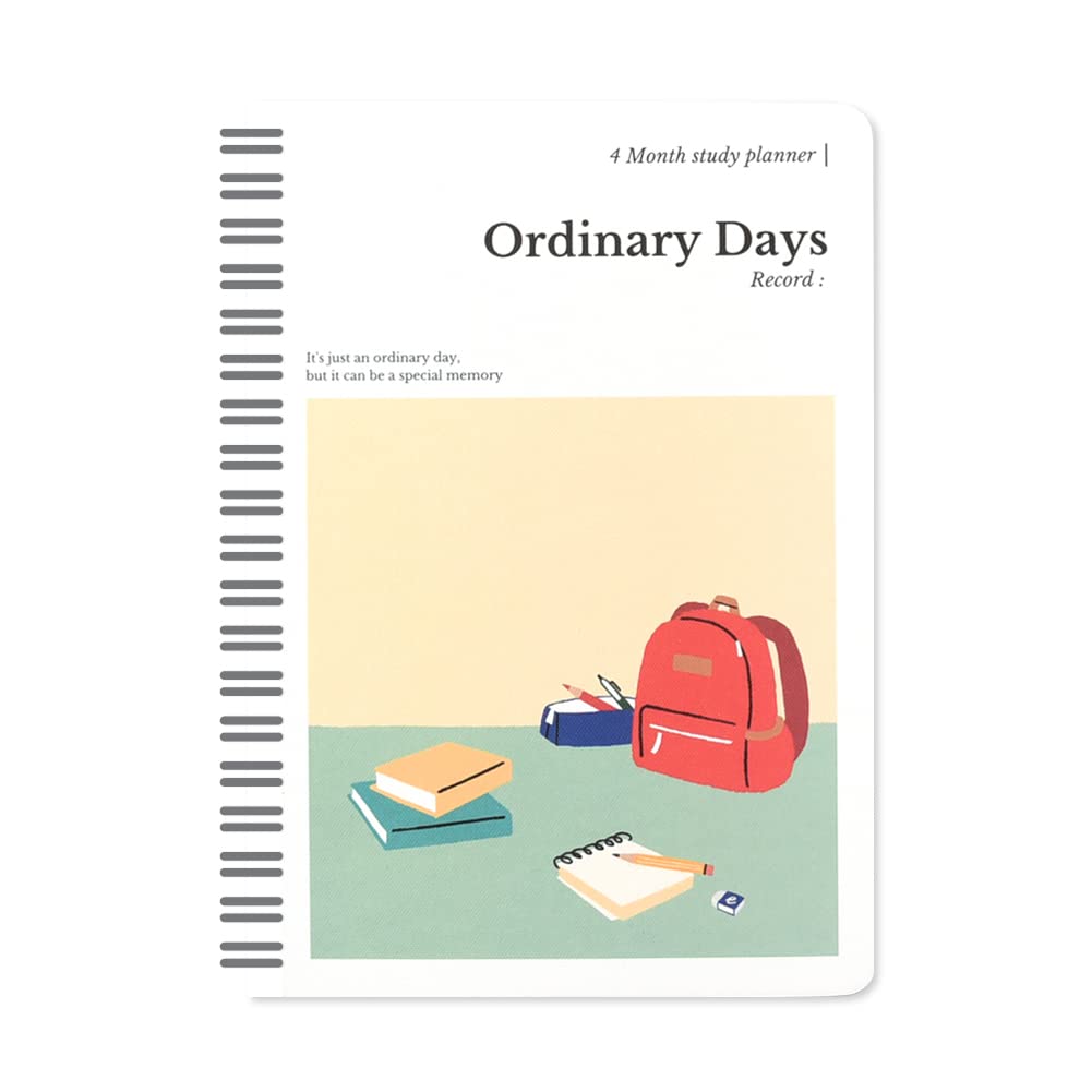 Monolike Ordinary Days 4 Month Study School Bag Ordinary days 4 Month Study Planner School bag Schedule planning perpetual study notebook Planner, -