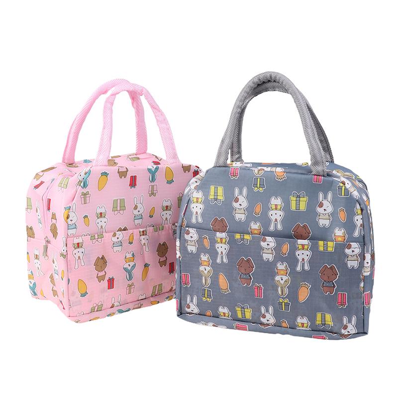 Lunch Bag Handle Insulation Cooler Bag For Women Kid Cartoon Animals Lunch Box Picnic Travel Portable Food Storage Thermal Bag