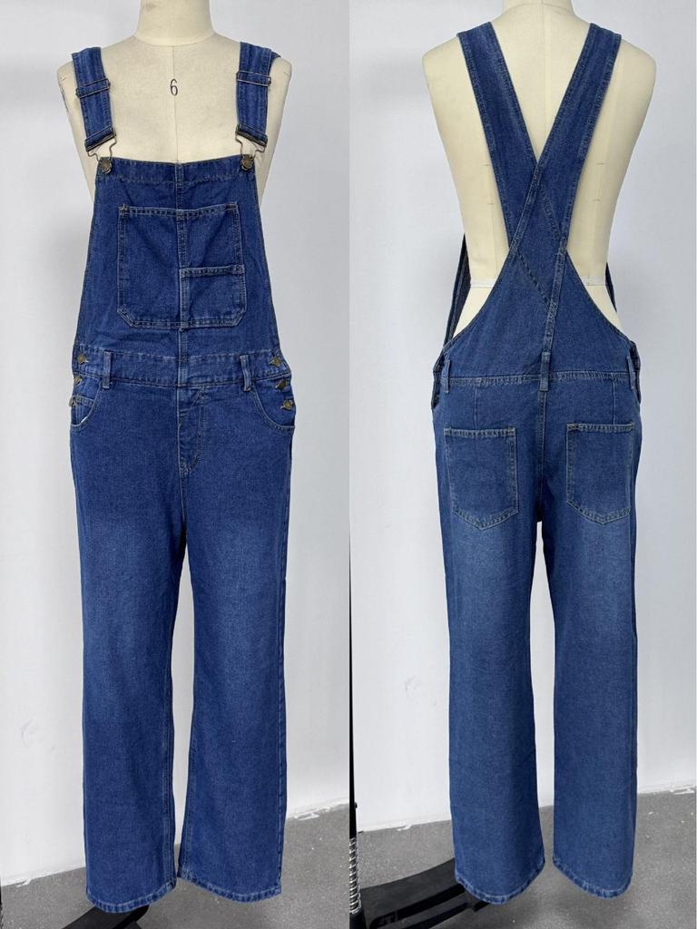 Casual Washed Loose Denim Overalls for Women