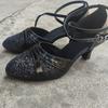 Hot Selling Ladies Modern Dancer Shoes, Tango Shoes, Waltz Indoor/outdoor Gold and Silver Shiny Dance Middle Heel