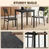 3 Piece Space-Saving Kitchen Table and Chairs, Dining Table Set for 2 with Metal Legs, Black Wood Effect