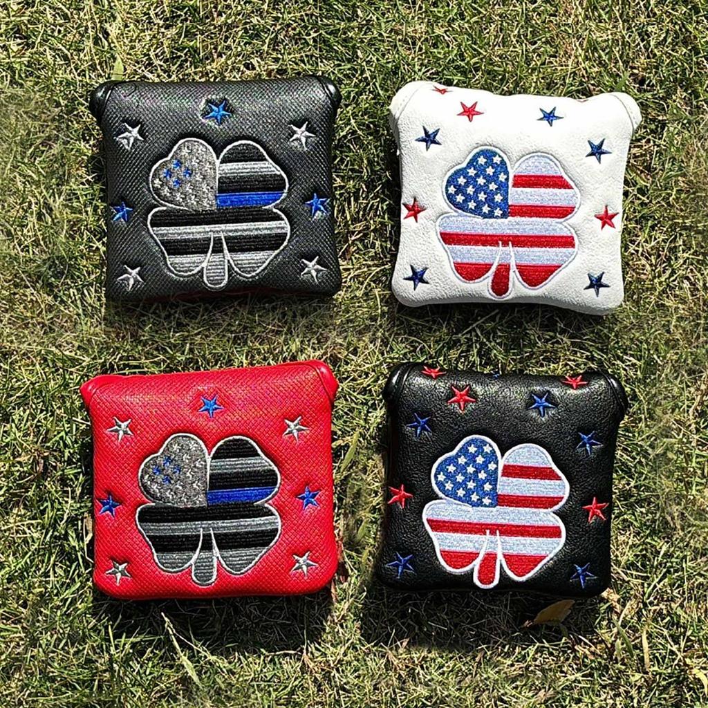 Mallet Putter Cover Magnetic Golf Cover Magnetic Type Closure Compatible with Odyssey TaylorMade Spider Putter Mallet Type Square Star & Clover