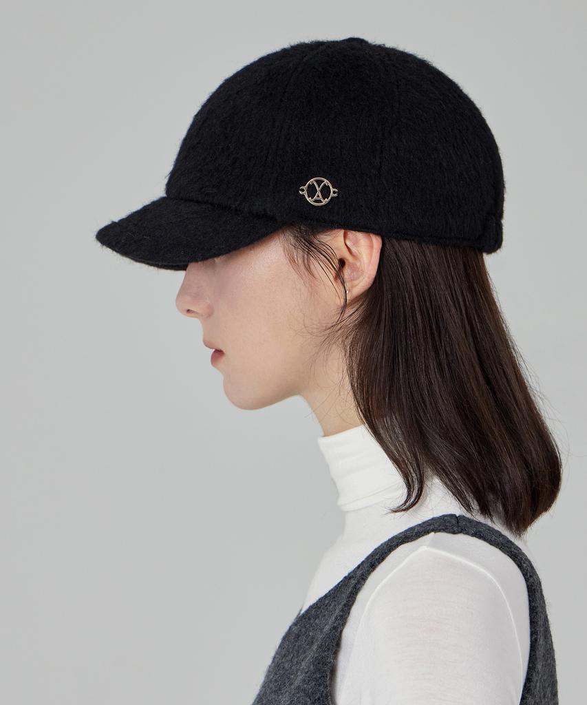 Bajal Va Curved Circle Logo Newsboy Cap Black