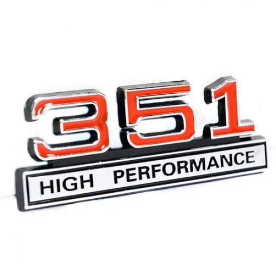 351 Windsor Cleveland 5.8 Liter High Performance Emblem Car  in Red & Chrome