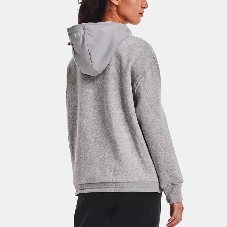 Under Armour Johnson 1/4 Casual Fleece Zip Sports Hoodie Women Hoodies Haze-Gray 1368798-031