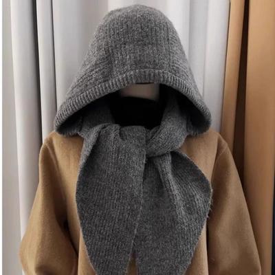 Knitted Winter Balaclava One-Piece Hooded Hat Scarf Cap Thickened Winter Accessories Neck Protection Scarf Y2K Style