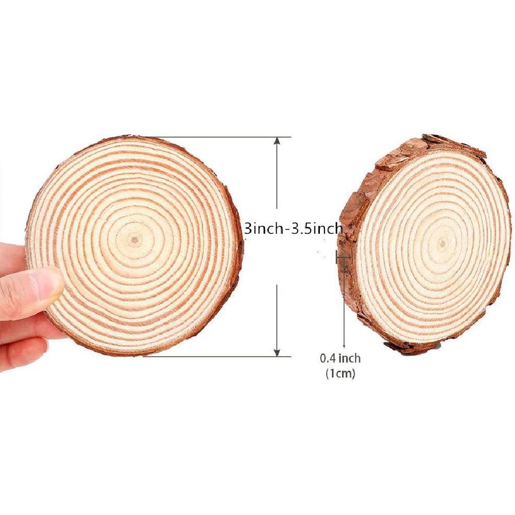 MAOM Natural Wood Slices 25 Pcs 3"-3.5" Round Wood Discs Tree Bark Wooden Circles for DIY Crafting Coasters Arts Crafts Home Decorations Vintage
