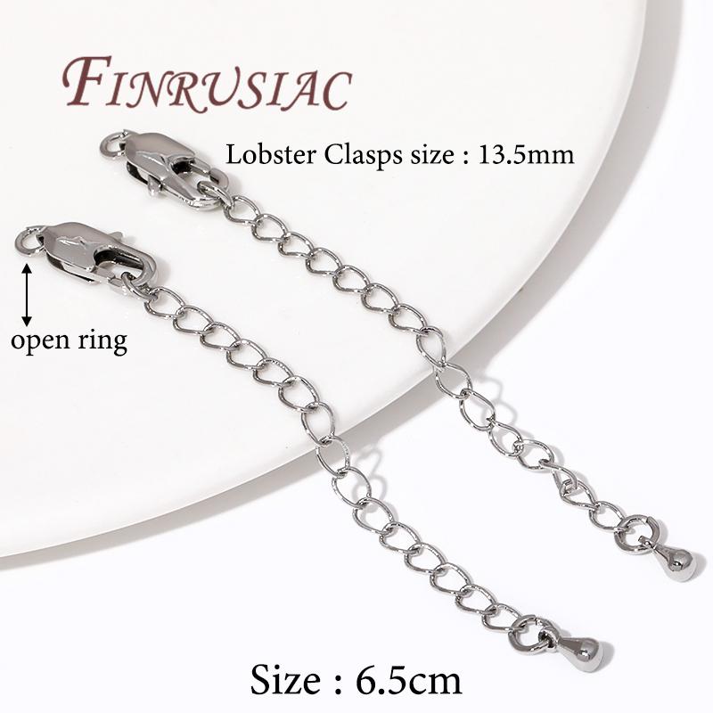 

18K Gold Plated 6.5CM Extension Extended Tail Chains with Lobster Clasps Connectors For Jewelry Making DIY Bracelet Findings 2 pieces