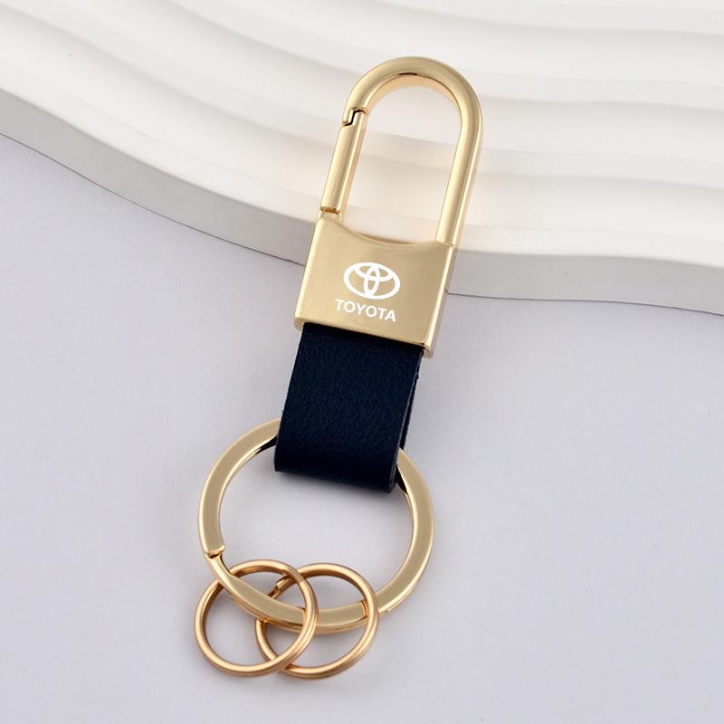 Car Vintage Leather Keychain Ring Zinc Alloy Chain Key For Toyota Hilux Aygo Yaris Ractis Corolla Camry CHR Auris Tacoma Cruiser