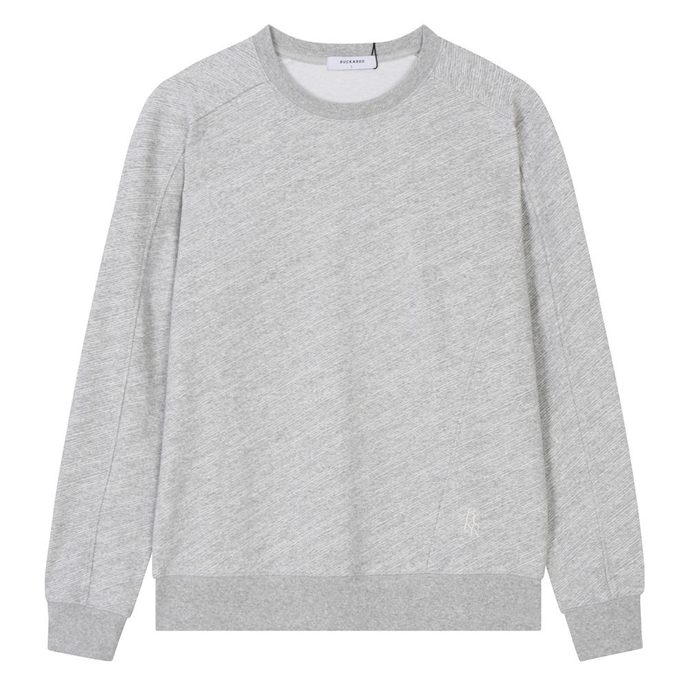 BUCKAROO Men'S Bias Ribbed Round T-Shirt Melange Grey