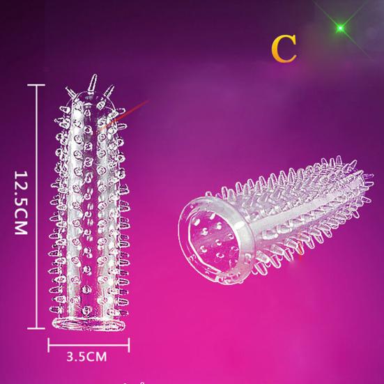 Silicone Spike Dotted Ribbed Clear Condom Penis Extension Sleeve Adult Sex Toy