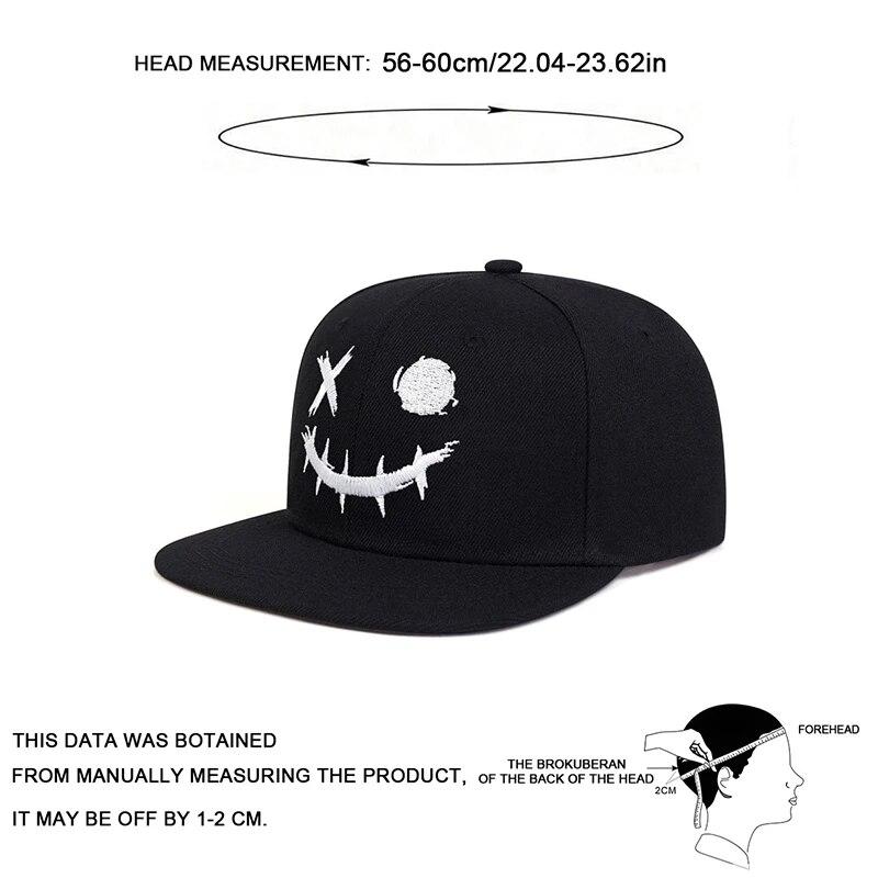 Unisex Xo Smiling Face Embroidery Hip-Hop Hats Outdoor Adjustable Casual Baseball Caps Sunscreen Hat