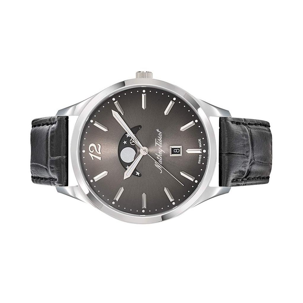 Mathey-Tissot Urban Moon Leather Strap Black Dial Quartz H411LAN Men's Watch