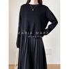 [MARIA MARFA] 2 Piece Set Ladies Knit One Piece Spring Autumn Long Length Casual Set Up Long Sleeves 2 Points Black 5S-M04-BKM