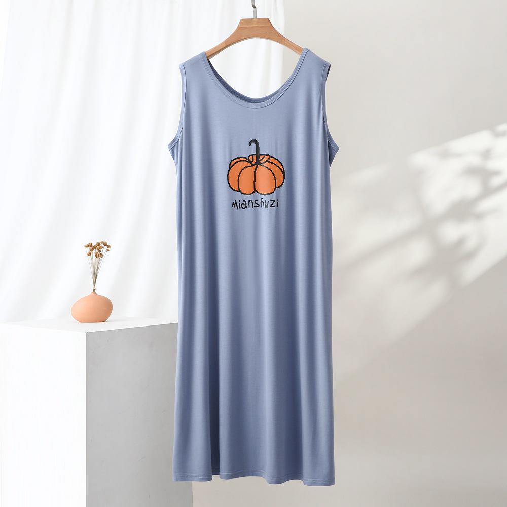 2026 Women's Summer Sleeveless Pajama Dress: Loose, Plus-Size, Printed Loungewear for Home or Outdoor Wear.