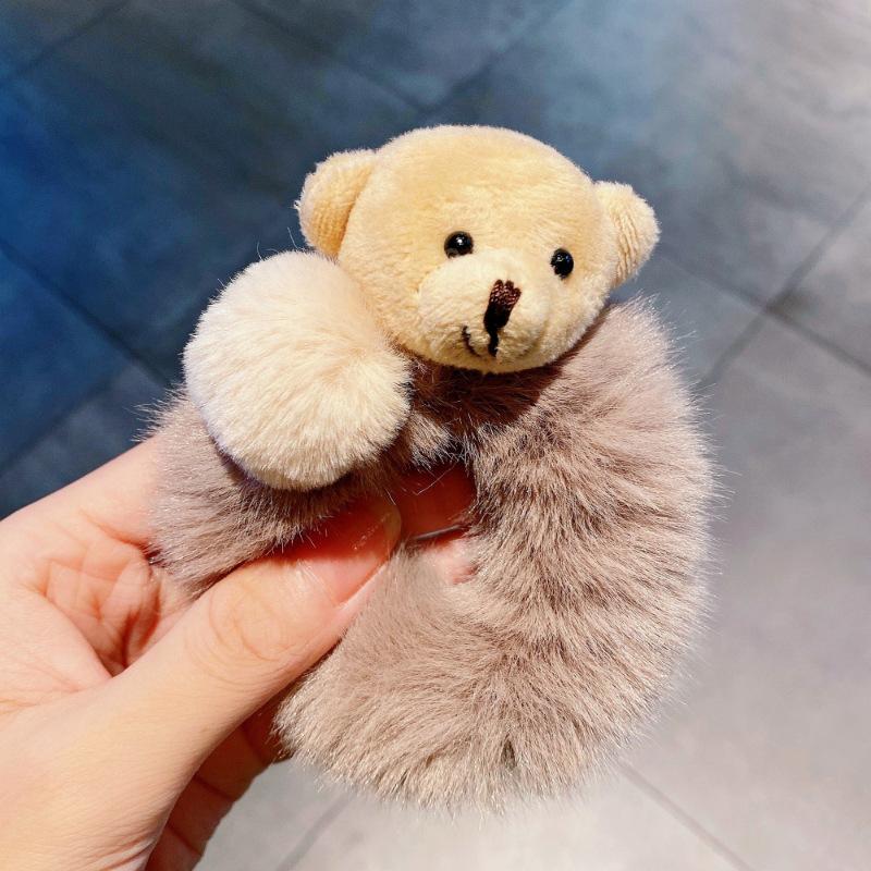 Cheapest Rabbit Ears Elastic Hair Bands Girls Women Fur Fluffy Hair Rings Imitation Rabbit Fur Plush Scrunchies Hair Accessories