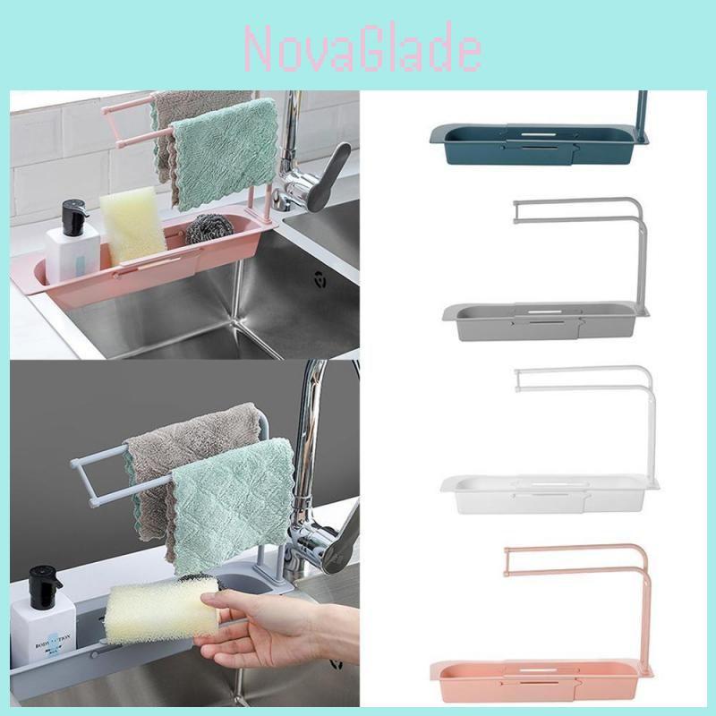 Versatile Telescopic Sink Rack Holder With Extendable Storage For Soap Sponge Towel