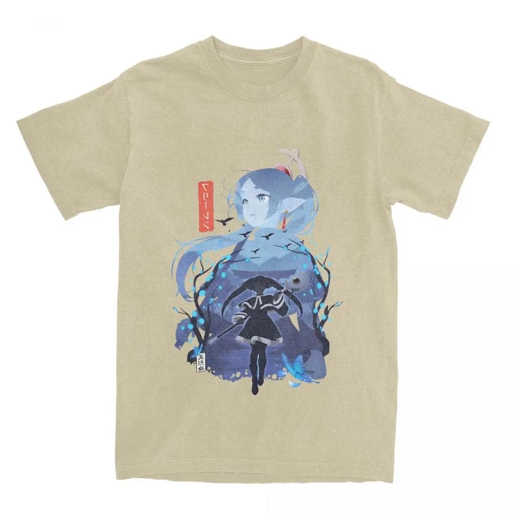 Frieren Silhouette Journeys End T-Shirt Men Women Novelty Cotton Tee Shirt Round Collar Short Sleeve T Shirts Gift Idea Clothes