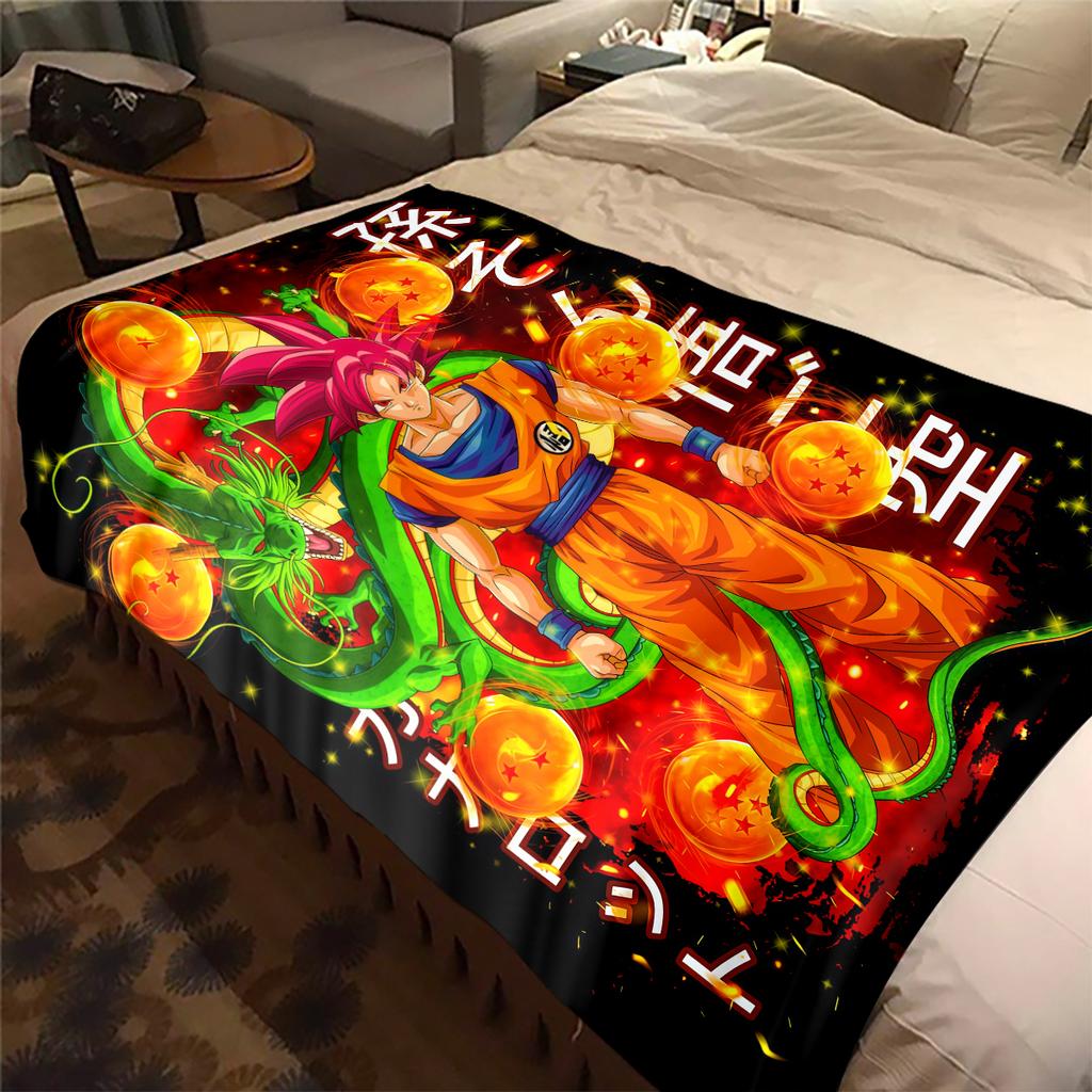 1pz Coperta in Flanella con Stampa Son Goku, Alta Qualità per Tutte le Stagioni, Decorazione per la Casa, Calore e Comfort, Perfetta per Regali di Natale