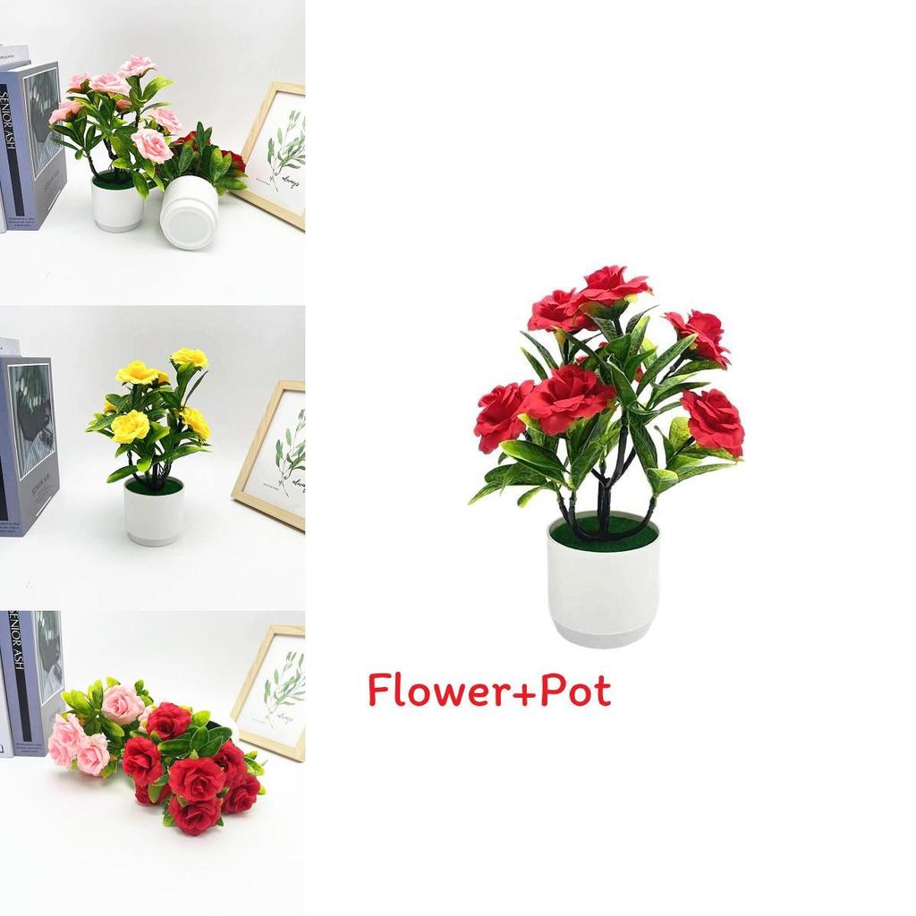 Romantic Rose Bonsai Artificial Plant For Valentines Day Gift And Indoor Decoration With Durable Material